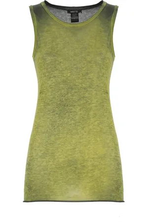 AVANT TOI Femme, Tops, Vert, Taille: 38 FR Haut Vert sans Manches en Coton à Col Rond