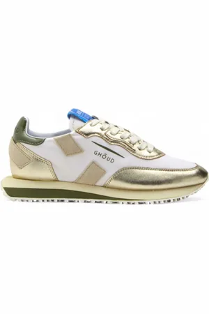 Ghoud Femme, Chaussures, Blanc, Taille: 40 EU Baskets en Nylon Blanc et Or à Coupe Basse