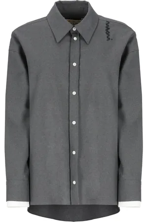 Marni Femme, Blouses et Chemises, Gris, Taille: 38 FR Chemise en laine grise avec détails brodés