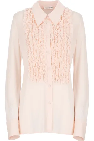 Jil Sander Femme, Blouses et Chemises, Rose, Taille: 38 FR Chemise Rose en Viscose avec Franges
