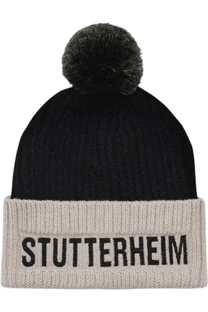 Stutterheim Homme, Accessoires, Noir, Taille: ONE Size Bonnet à Pompon en Côtes