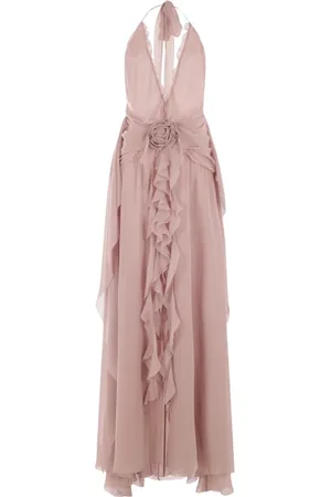BLUMARINE Femme, Robes, Violet, Taille: 38 FR Robe Longue en Georgette de Soie Lilas