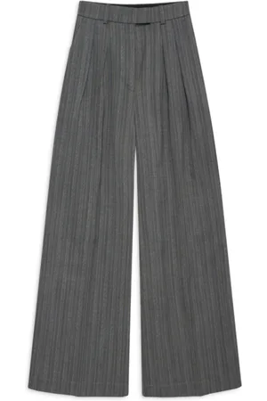 ANINE BING Femme, Pantalons, Gris, Taille: 36 FR Pantalon large à rayures en laine mélangée