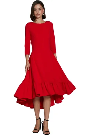 MOSKADA Femme, Robes, Rouge, Taille: 42 FR Robe Midi Rouge avec Col Rond