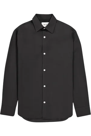 NN.07 Homme, Chemises, Noir, Taille: M Chemise Twill Noire avec Artwork Imprimé