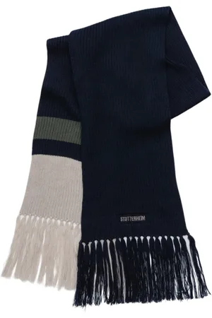 Stutterheim Unisex, Accessoires, Bleu, Taille: ONE Size Écharpe Franges Laine Mérinos