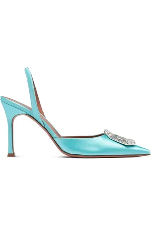 Amina Muaddi Femme, Chaussures, Vert, Taille: 36 EU Applique en Cristal Escarpins Bout Pointu