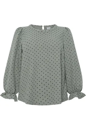 Kaffe Femme, Blouses et Chemises, Gris, Taille: 56 FR Chemisier à col rond imprimé