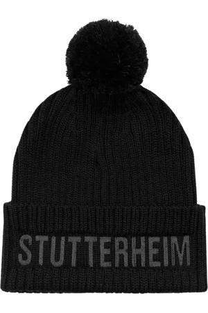 Stutterheim Unisex, Accessoires, Noir, Taille: ONE Size Bonnet à Pompon en Côtes