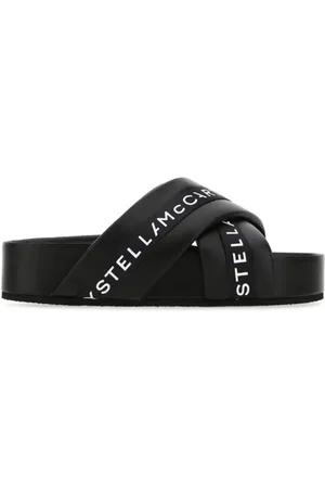 Stella McCartney Femme, Chaussures, Noir, Taille: 36 EU Chaussons avec Logo et Détail Contrasté