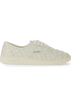 Bottega Veneta Homme, Chaussures, Blanc, Taille: 41 EU Baskets en Cuir avec Détail Intrecciato