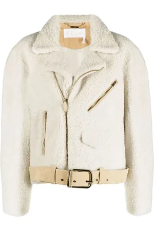 Chloé Femme, Vestes, , Taille: 40 FR Veste en fausse fourrure avec détails en cuir