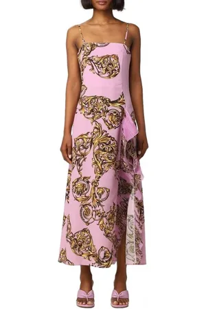 VERSACE Femme, Robes, Rose, Taille: 40 FR Robe Longue à Imprimé Fantaisie Une Épaule