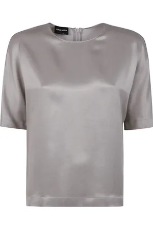 Giorgio Armani Femme, Blouses et Chemises, Gris, Taille: 38 FR Chemise en viscose et cupro