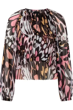 Marc Cain Femme, Blouses et Chemises, Multicolore, Taille: 42 FR Chemisier à imprimé papillon stylisé