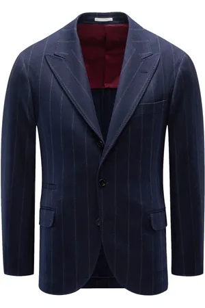 Brunello Cucinelli Homme, Vestes, Bleu, Taille: S Veste en laine avec soie et cachemire