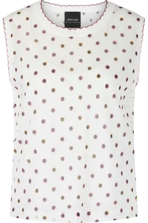 Marc Cain Femme, Tops, Blanc, Taille: 42 FR Haut Tricot à Pois