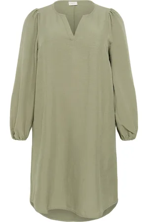 Kaffe Femme, Robes, Vert, Taille: 46 FR Robe Simple et Unie avec Manches Longues