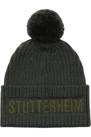 Stutterheim Unisex, Accessoires, Vert, Taille: ONE Size Bonnet à Pompon en Côtes