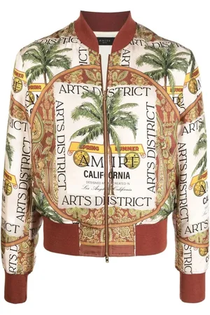 AMIRI Homme, Vestes, Multicolore, Taille: L Veste en soie imprimée avec bordures côtelées