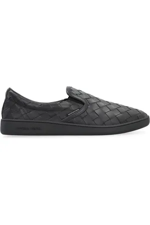 Bottega Veneta Homme, Chaussures, Noir, Taille: 42 EU Baskets en cuir avec tissage Intrecciato