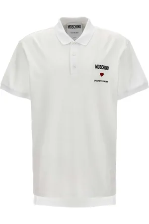 Moschino Homme, Tops, Blanc, Taille: L Amour Confiance Polo Coton Cœur Rouge