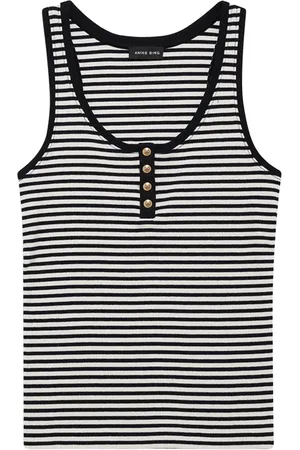 ANINE BING Femme, Tops, Multicolore, Taille: 42 FR Débardeur moderne inspiré de Henley en noir/crème