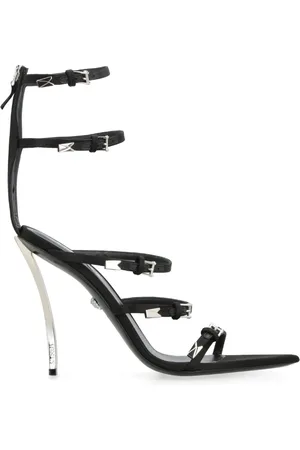 VERSACE Femme, Chaussures, Noir, Taille: 40 EU Sandales Point-Points avec Détails en Soie
