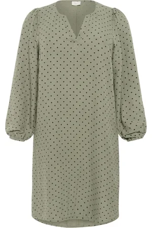 Kaffe Femme, Robes, Vert, Taille: 56 FR Robe imprimée avec décolleté en V