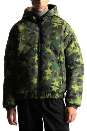 VERSACE Homme, Vestes, Vert, Taille: M Veste Matelassée Camouflage Verte