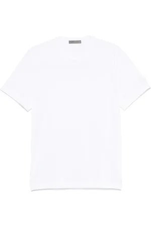 corneliani Homme, Tops, Blanc, Taille: 2XL T-shirt en coton stretch avec logo