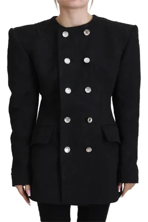 Dolce & Gabbana Femme, Manteaux, Noir, Taille: 36 FR Veste en Polyester Noire à Double Boutonnage