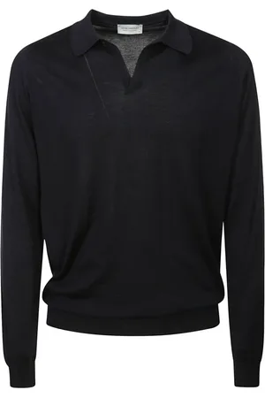 JOHN SMEDLEY Homme, Tops, Bleu, Taille: S Polo en Coton Bleu à Manches Longues