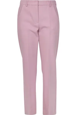 Max Mara Femme, Pantalons, Rose, Taille: 38 FR Pantalon Droit en Tissu Stretch