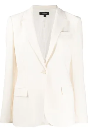 THEORY Femme, Vestes, Blanc, Taille: 36 FR Blazer blanc sur mesure avec poches à rabat