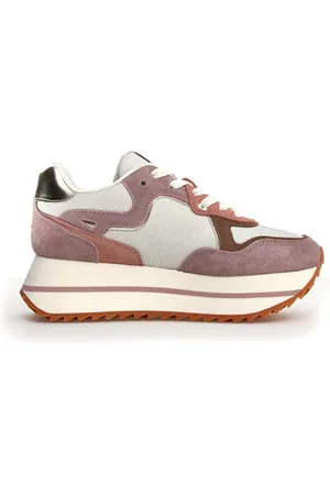 W6YZ Femme, Chaussures, Rose, Taille: 40 EU Baskets en daim gris/rose avec inserts pailletés