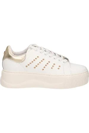 Cult Femme, Chaussures, Blanc, Taille: 36 EU Baskets Femme Cuir Blanc/Or