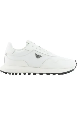 Emporio Armani Homme, Chaussures, Blanc, Taille: 42 EU Baskets Blanche avec Détails Saffiano