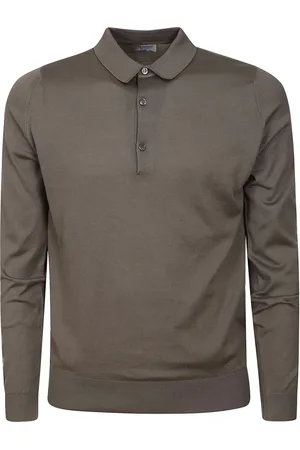 JOHN SMEDLEY Homme, Tops, , Taille: M Polo en Maille Marron avec Fermeture à Boutons