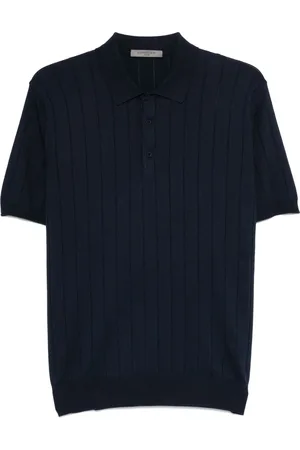 corneliani Homme, Tops, Bleu, Taille: XL Polo en coton Pima côtelé