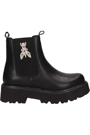 Patrizia Pepe Femme, Chaussures, Noir, Taille: 39 EU Bottines en cuir avec accessoire doré