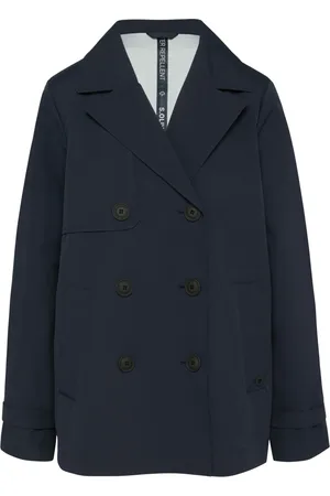 QS by s.Oliver Femme, Vestes, Bleu, Taille: 44 FR Veste Caban déperlante avec détail de manche