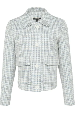 Comma, Femme, Vestes, Bleu, Taille: 40 FR Veste Courte Tweed Look Décontracté