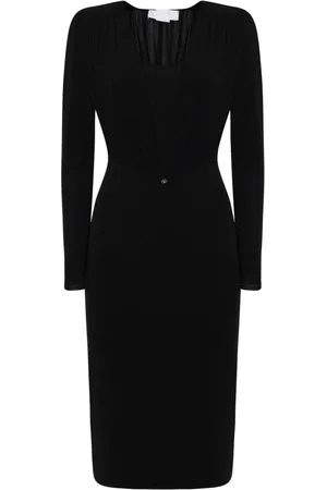 GENNY Femme, Robes, Noir, Taille: 36 FR Robe noire à col en V avec manches longues