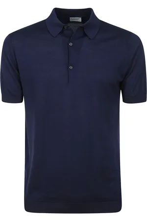 JOHN SMEDLEY Homme, Tops, Bleu, Taille: S Polo Bleu Tricoté Manches Courtes