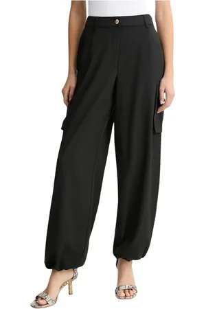 Liu Jo Femme, Pantalons, Noir, Taille: 40 FR Pantalon Cargo en Bambou avec Chevilles Élastiques