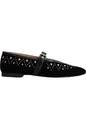 Bibi Lou Femme, Chaussures, Noir, Taille: 37 EU Ballerines Mary Jane en velours avec clous argentés