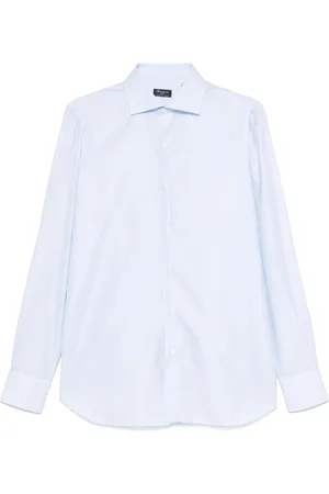 Finamore Homme, Chemises, Bleu, Taille: 4XL Chemise en Coton Italienne