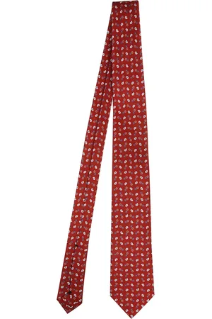 Errico Formicola Homme, Accessoires, Multicolore, Taille: ONE Size Cravate en Soie Rouge à Motifs