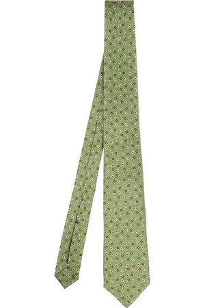 Errico Formicola Homme, Accessoires, Multicolore, Taille: ONE Size Cravate en Soie Verte à Motif
